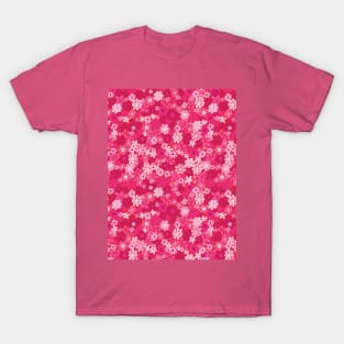 RETRO FLORAL PATTERN 70S  GROOVY PASTEL PINK HOT PINK FLOWER MARKET SCANDINAVIAN MEADOW MIDSOMMAR T-Shirt